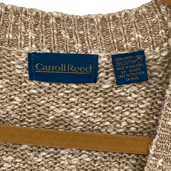 Carroll Reed Vintage Linen Cotton Blend Cardigan Grandpa Sweater Tan Medium - Picture 2 of 9